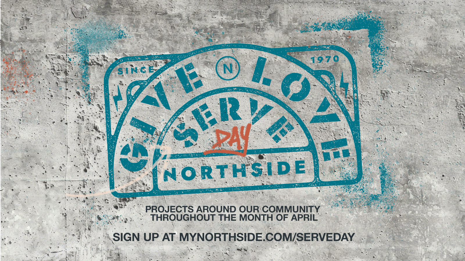 Graffiti and urban-style graphic with Serve Day logo